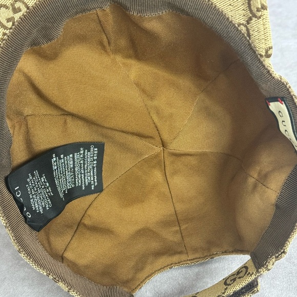 Authentic Gucci Gg Canvas Khaki Logo Patch Baseball Cap Hat Medium - Picture 6 of 13